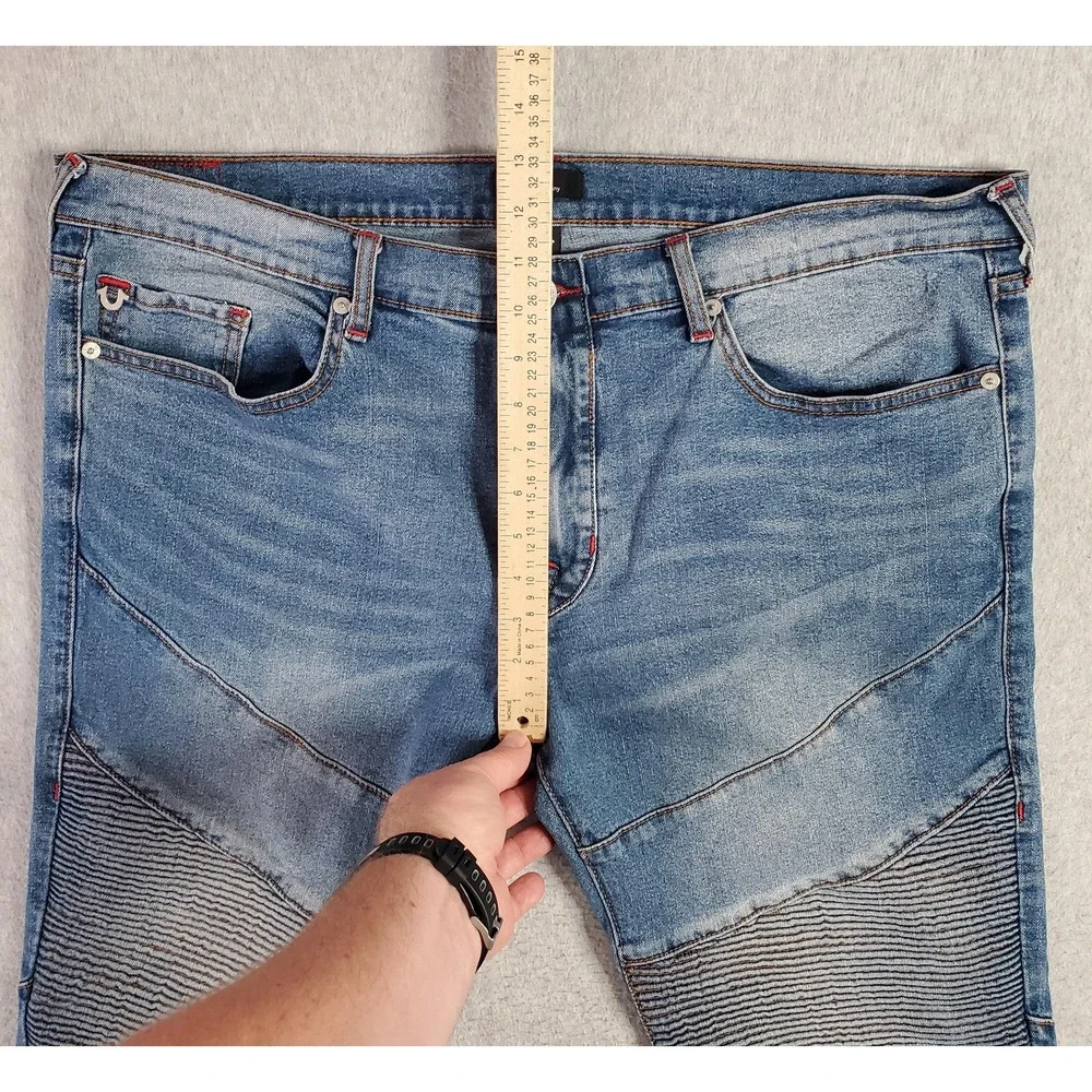 True Religion Rocco Jeans Mens 40x32 Blue Relaxed Skinny Moto Stretch Denim